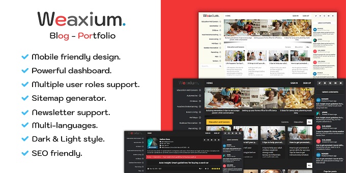 Weaxium - Multilang Responsive Blog | Magazine  PHP script